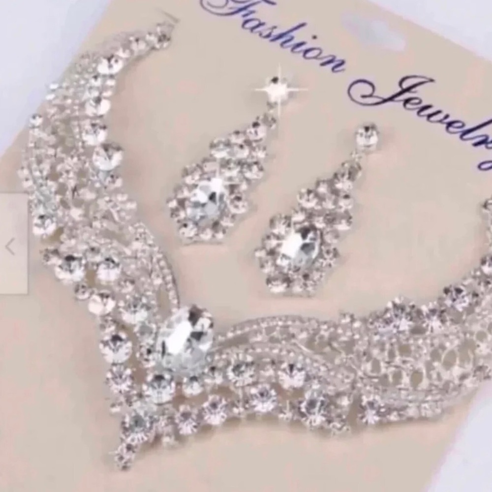 Luxury Queen Crystal Bridal Wedding Party Prom Jewelry set